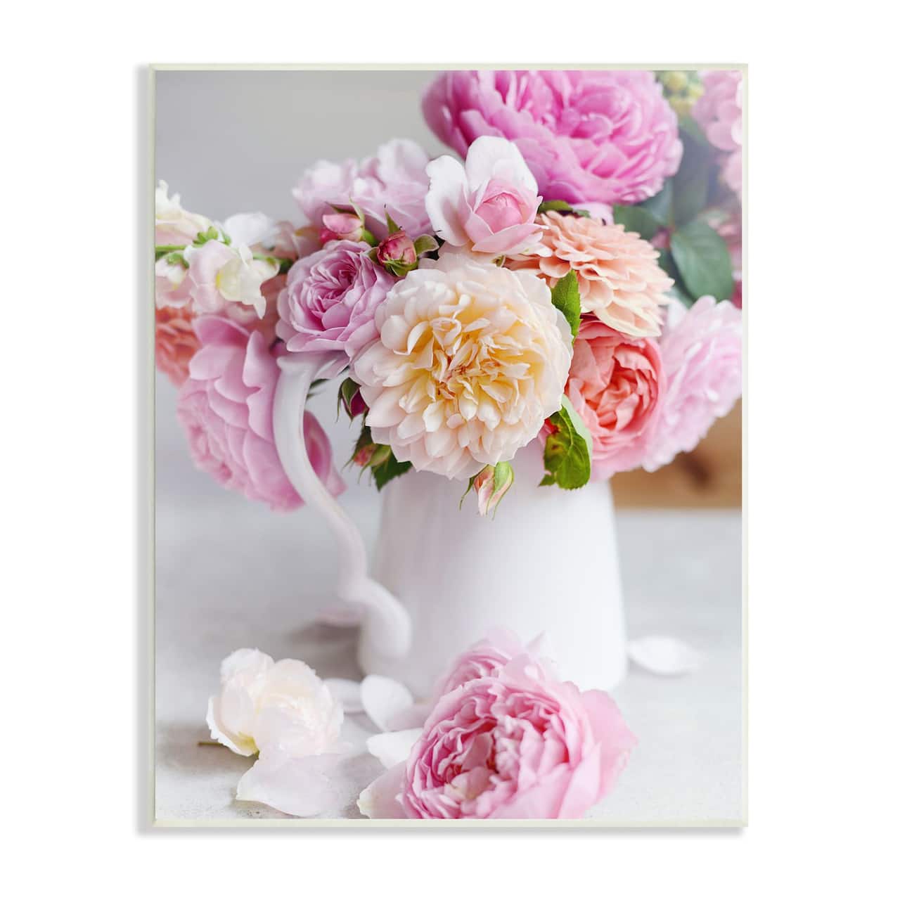 Stupell Industries Blushing Spring Bouquet Floral Photography Cottage Milk Pitcher Wall Plaque